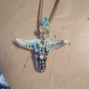 Handmade longhorn skull necklace